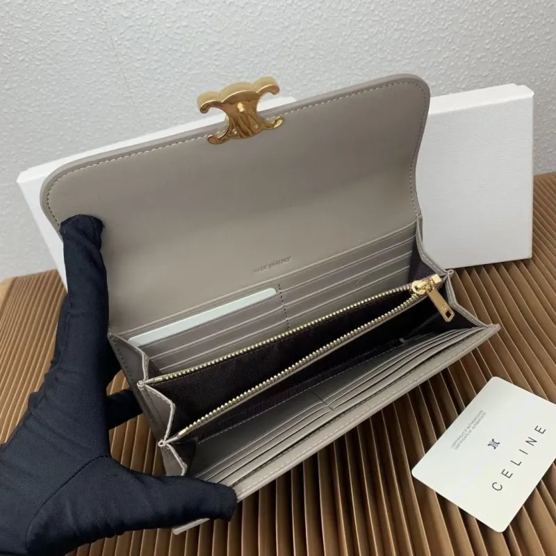 Celine Gray Leather Long Wallet - Image 7