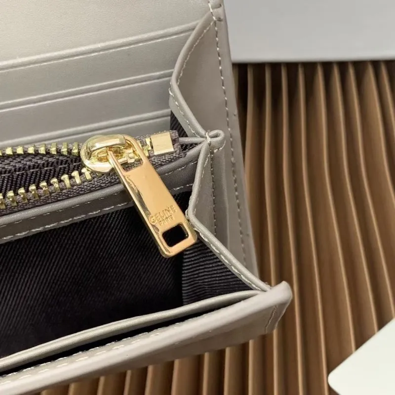 Celine Gray Leather Long Wallet - Image 8