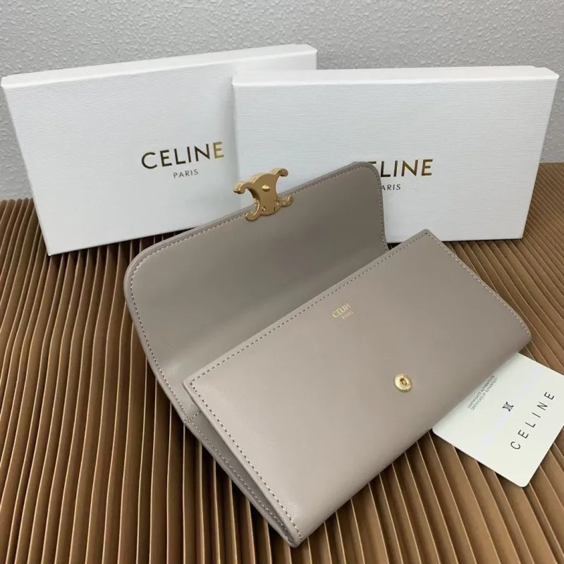 Celine Gray Leather Long Wallet - Image 9