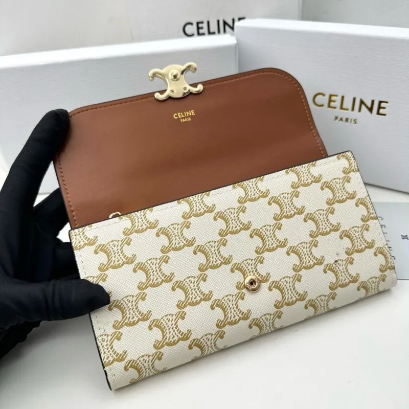 Celine White Gold Monogram Long Wallet - Image 4