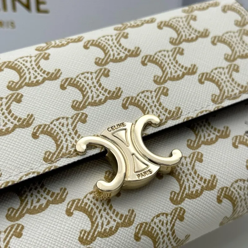 Celine White Gold Monogram Long Wallet - Image 7