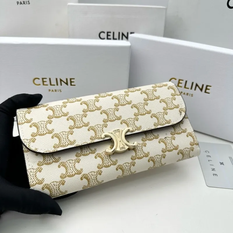 Celine White Gold Monogram Long Wallet - Image 8