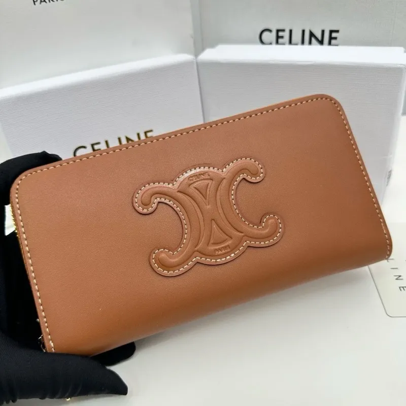 Celine Brown Zip Around Leather Wallet - Image 4