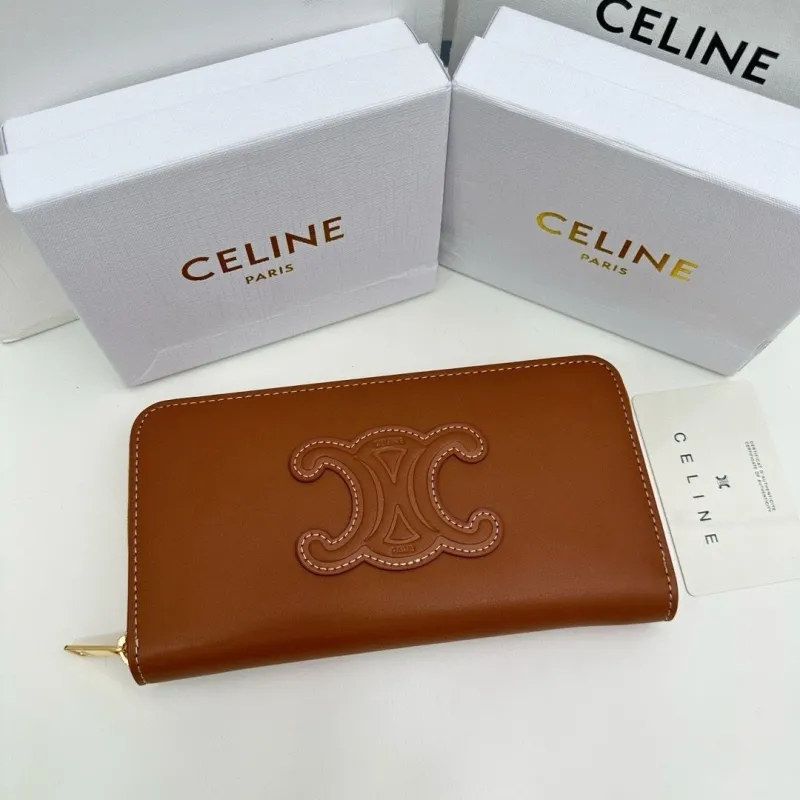 Celine Brown Zip Around Leather Wallet - Image 6