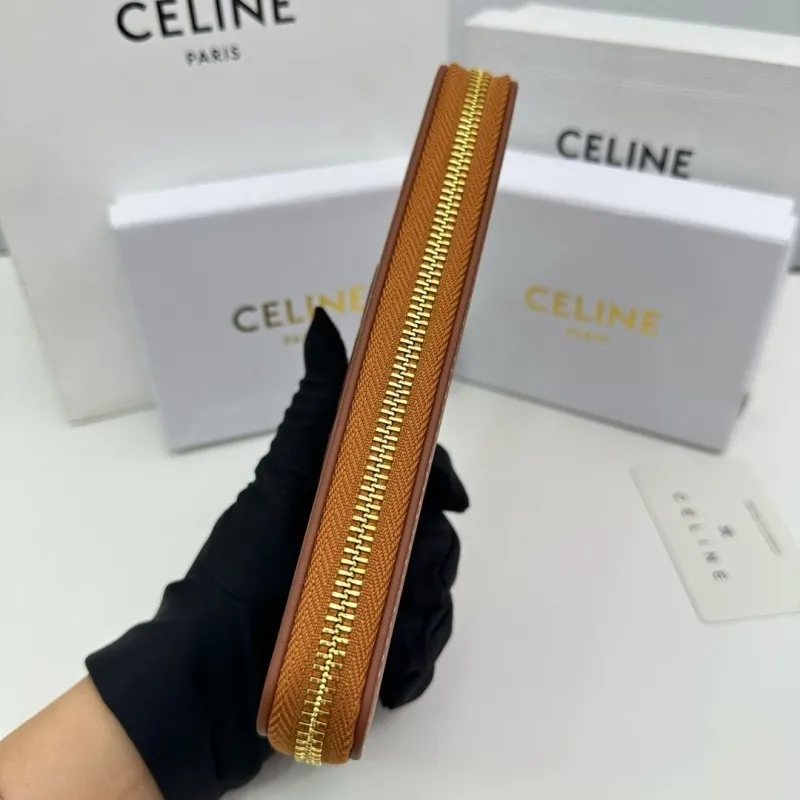 Celine Brown Zip Around Leather Wallet - Image 7