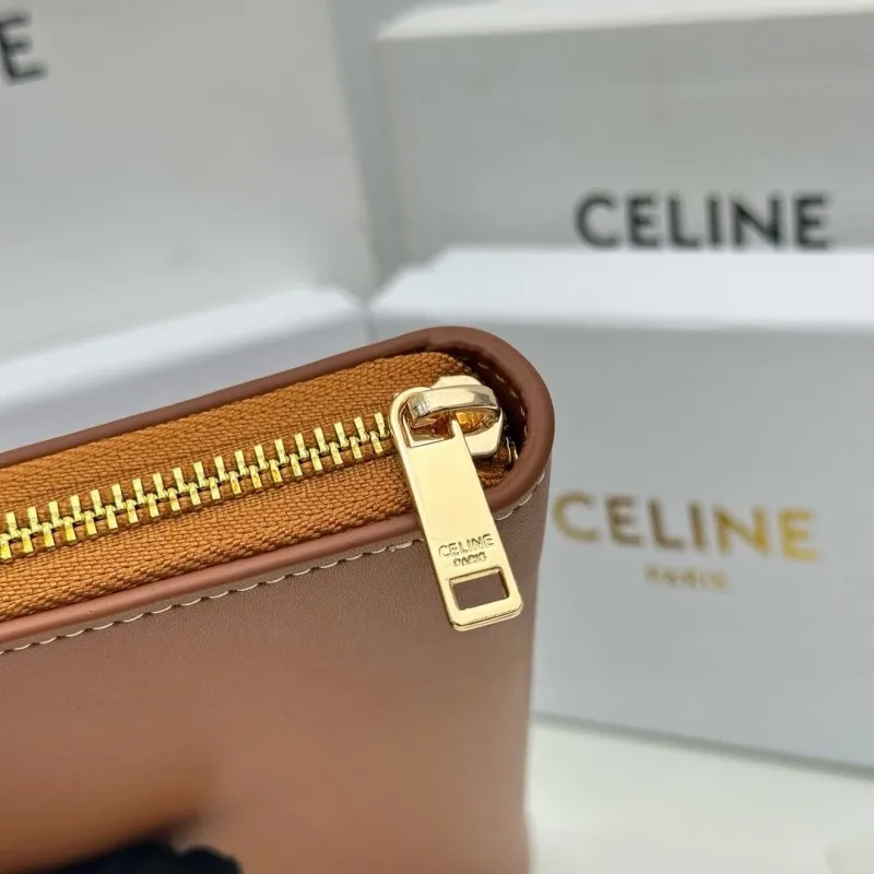 Celine Brown Zip Around Leather Wallet - Image 8