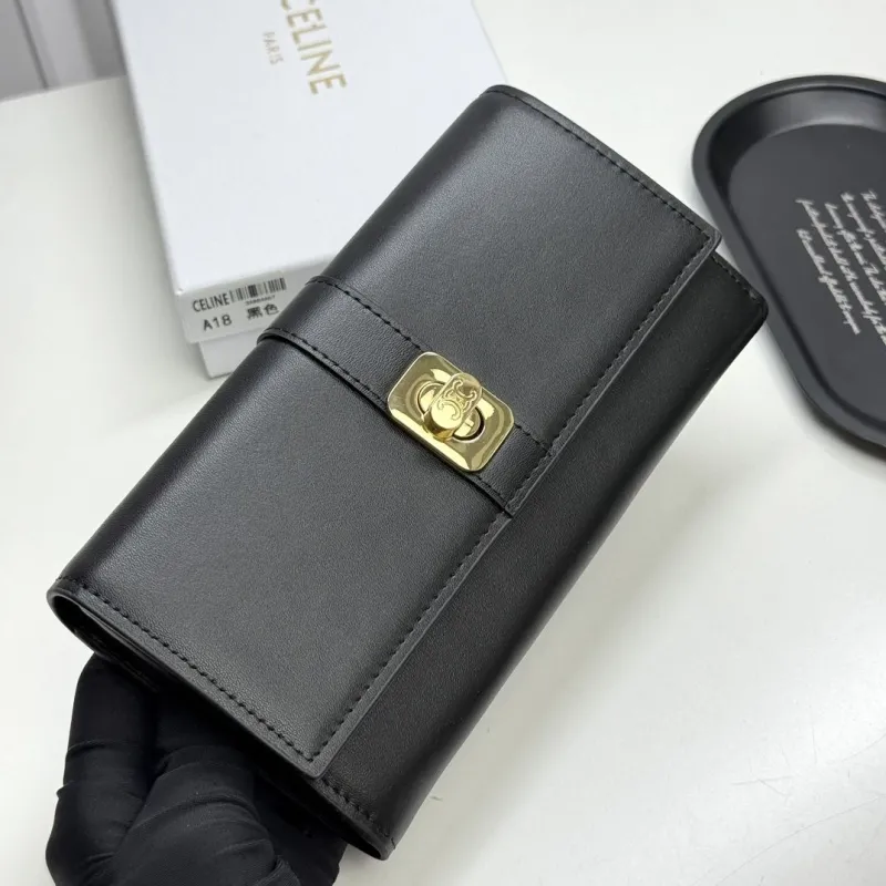 Celine A18 Black Leather Long Wallet - Image 3