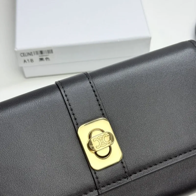 Celine A18 Black Leather Long Wallet - Image 4