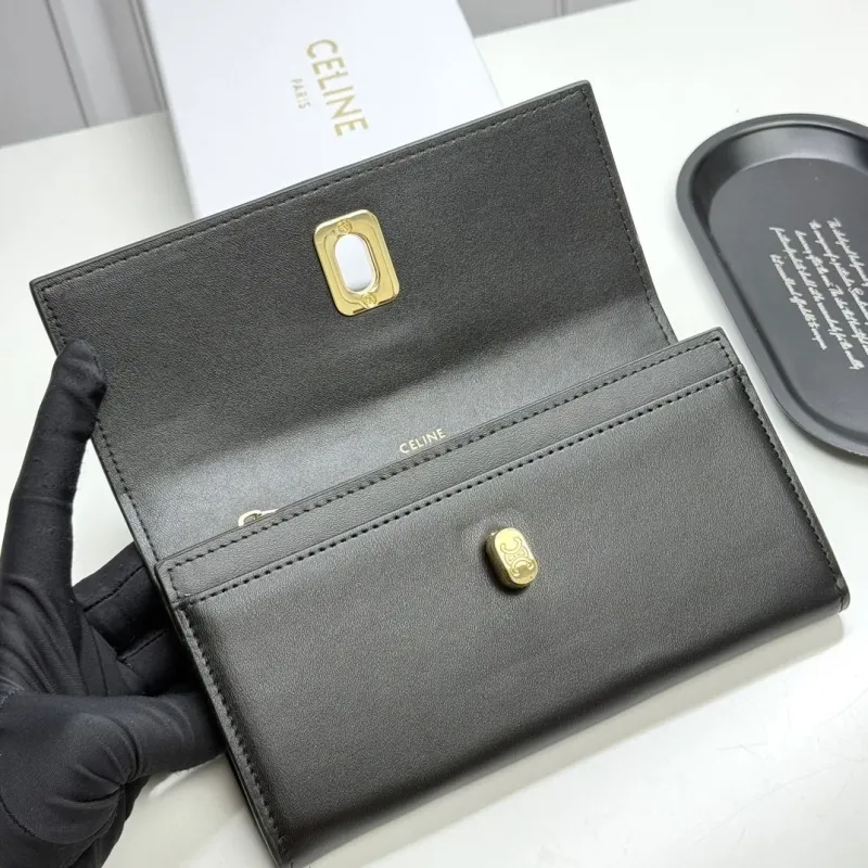 Celine A18 Black Leather Long Wallet - Image 5
