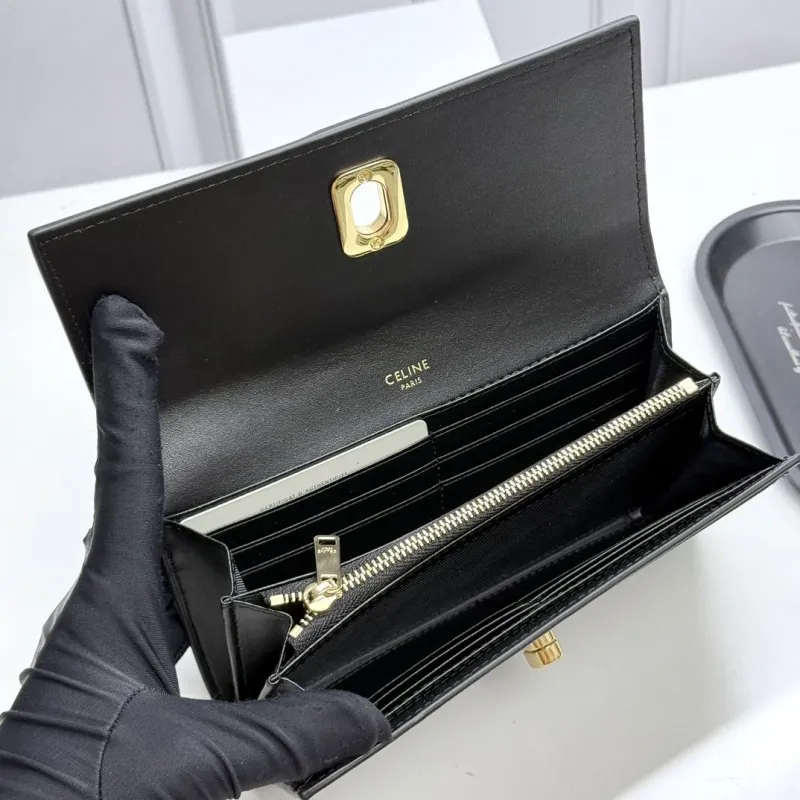 Celine A18 Black Leather Long Wallet - Image 6