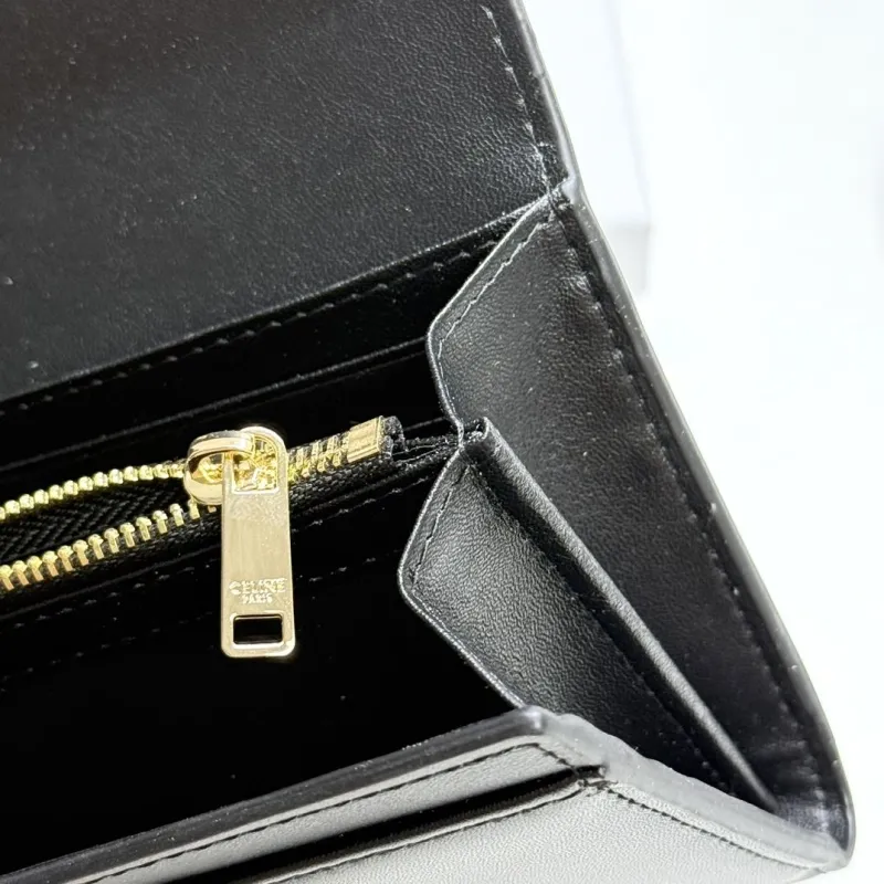 Celine A18 Black Leather Long Wallet - Image 7