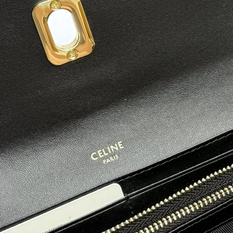 Celine A18 Black Leather Long Wallet - Image 8