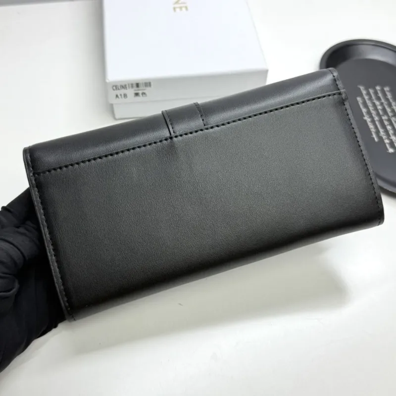 Celine A18 Black Leather Long Wallet - Image 9