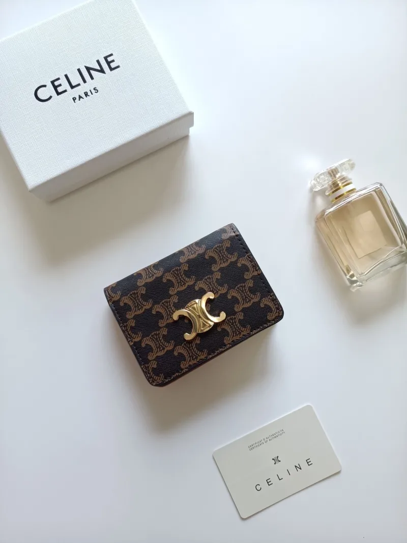 Celine Brown Monogram Compact Wallet
