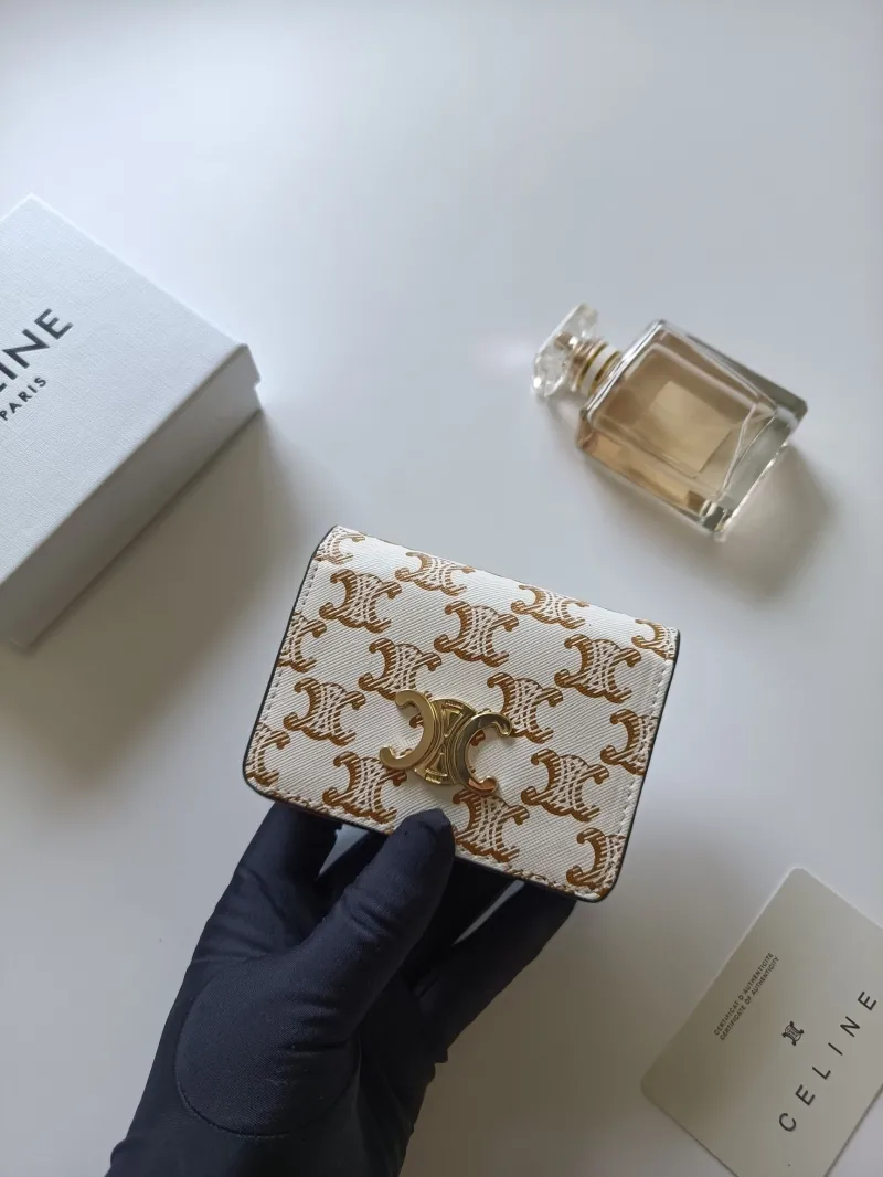 Celine White Monogram Compact Wallet - Image 4