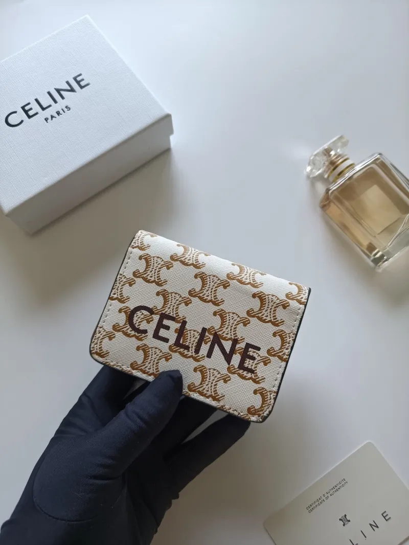 Celine White Monogram Compact Wallet - Image 4