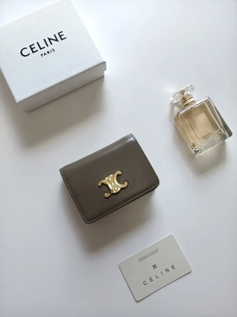 Celine Gray Small Leather Wallet