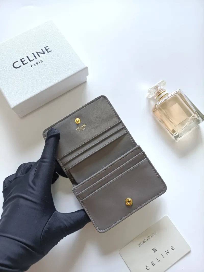Celine Gray Small Leather Wallet - Image 4