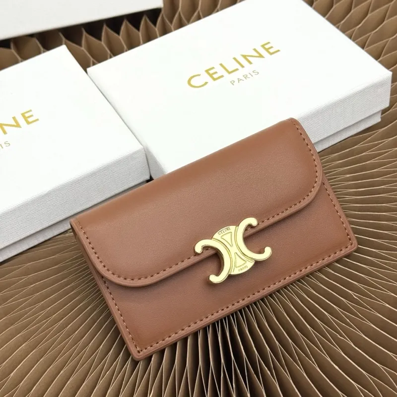 Celine Brown Compact Leather Wallet