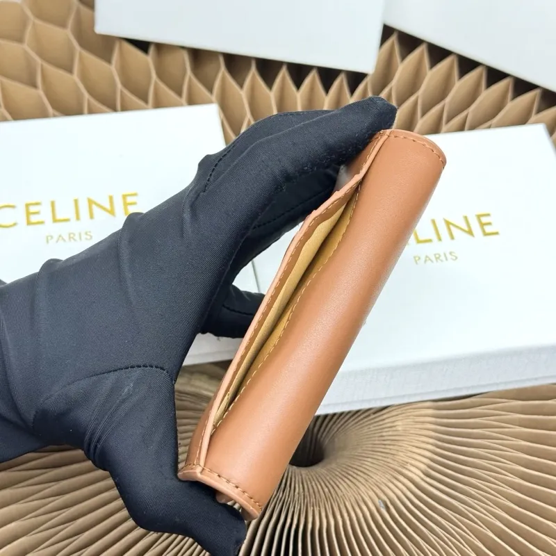 Celine Brown Compact Leather Wallet - Image 6