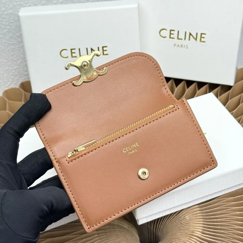 Celine Brown Compact Leather Wallet - Image 7