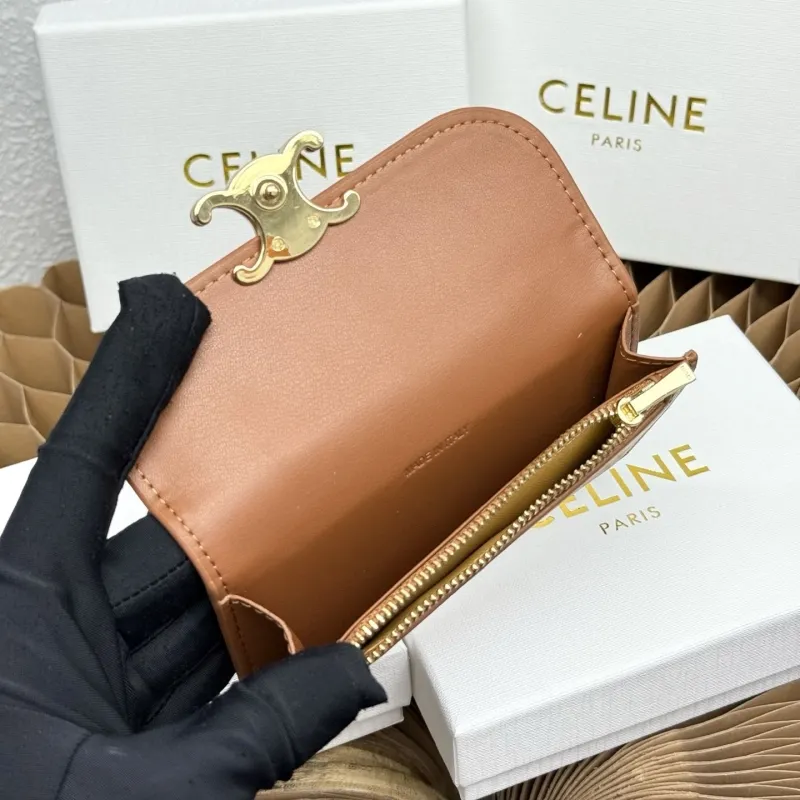 Celine Brown Compact Leather Wallet - Image 8