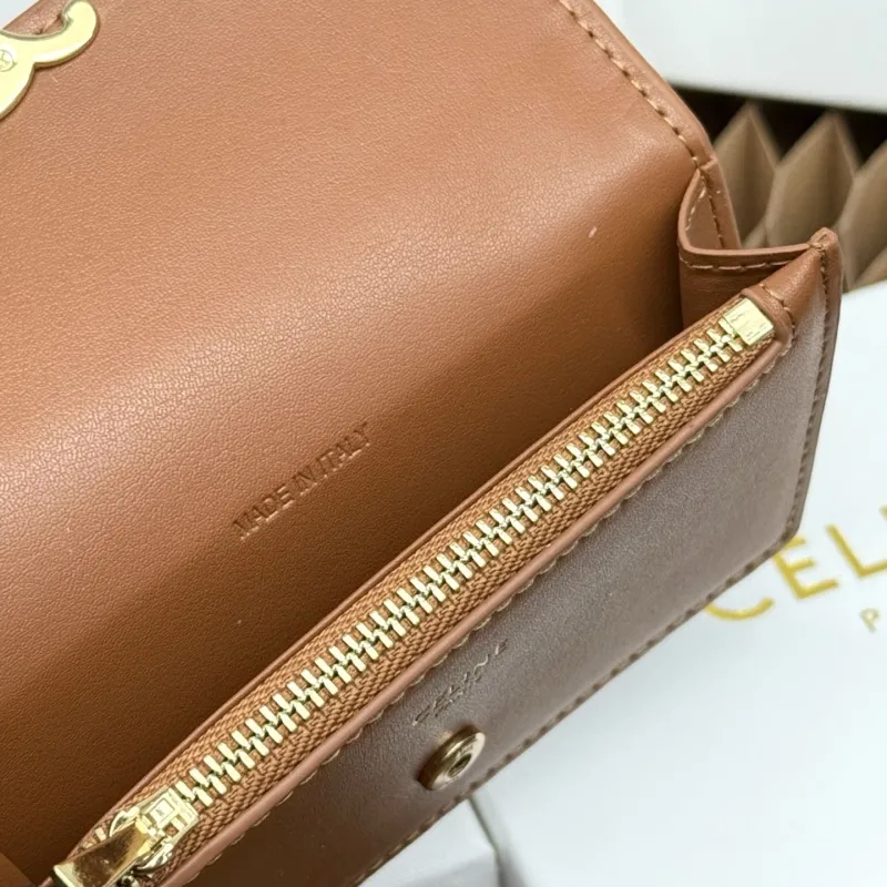 Celine Brown Compact Leather Wallet - Image 9