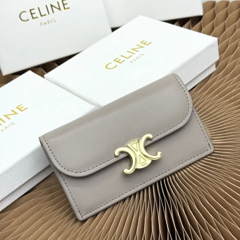 Celine Gray Leather Card Wallet SKU 133