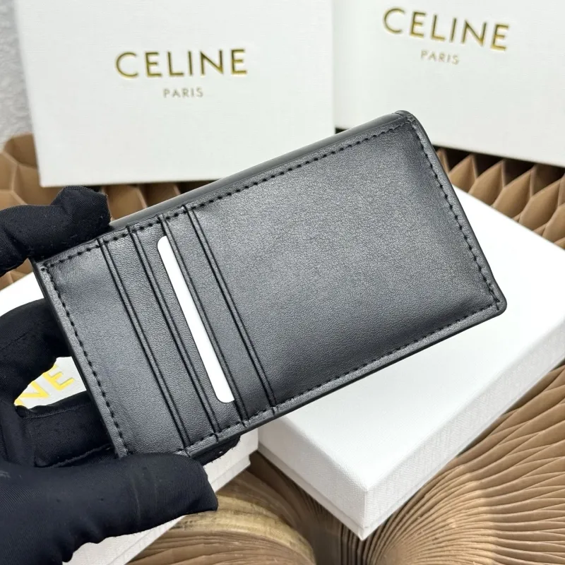 Celine Black Leather Card Holder Wallet - Image 3