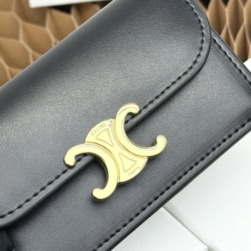 Celine Black Leather Card Holder Wallet - Image 4