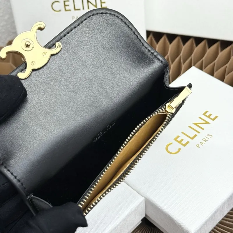 Celine Black Leather Card Holder Wallet - Image 6