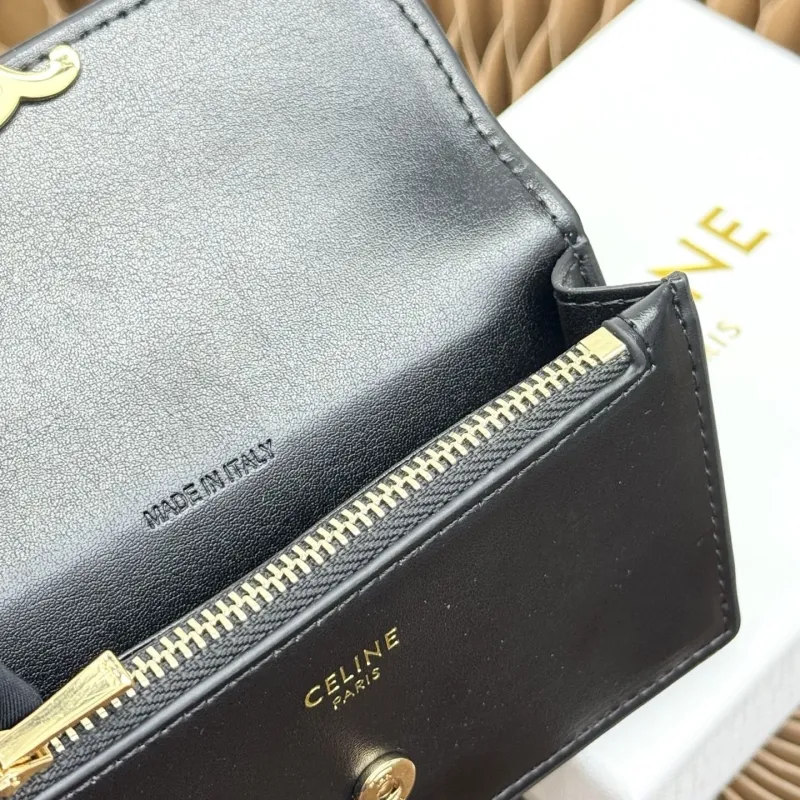 Celine Black Leather Card Holder Wallet - Image 7