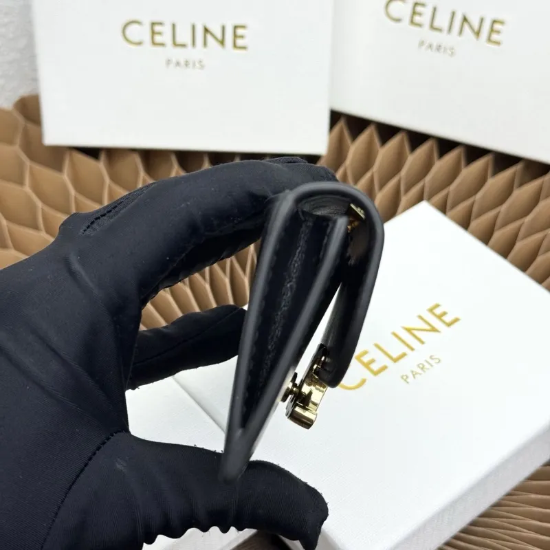 Celine Black Leather Card Holder Wallet - Image 8