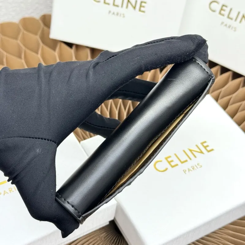 Celine Black Leather Card Holder Wallet - Image 9