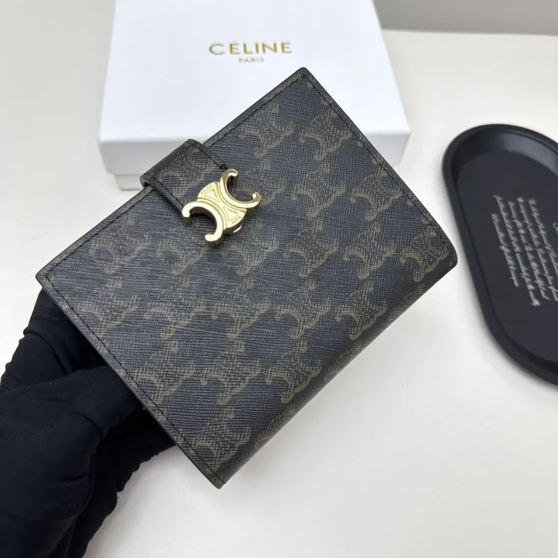 Celine Monogram Compact Wallet Dark Brown - Image 3