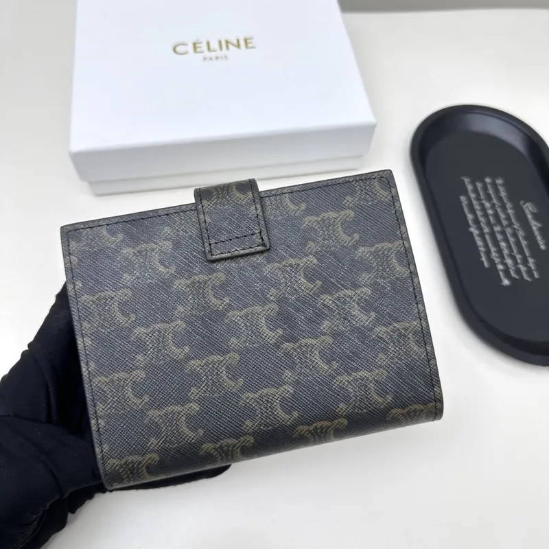 Celine Monogram Compact Wallet Dark Brown - Image 4