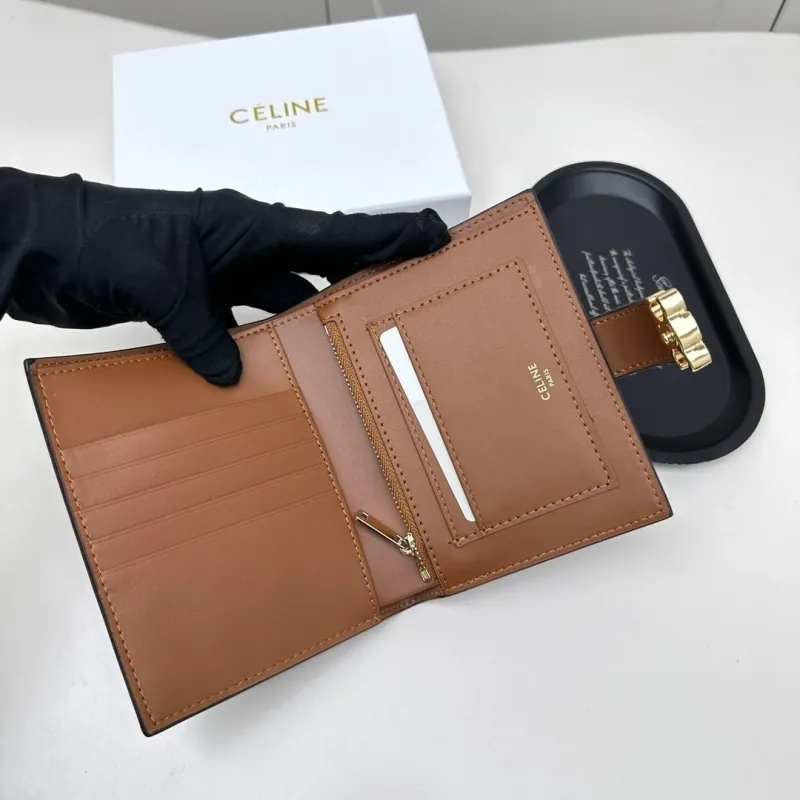 Celine Monogram Compact Wallet Dark Brown - Image 7
