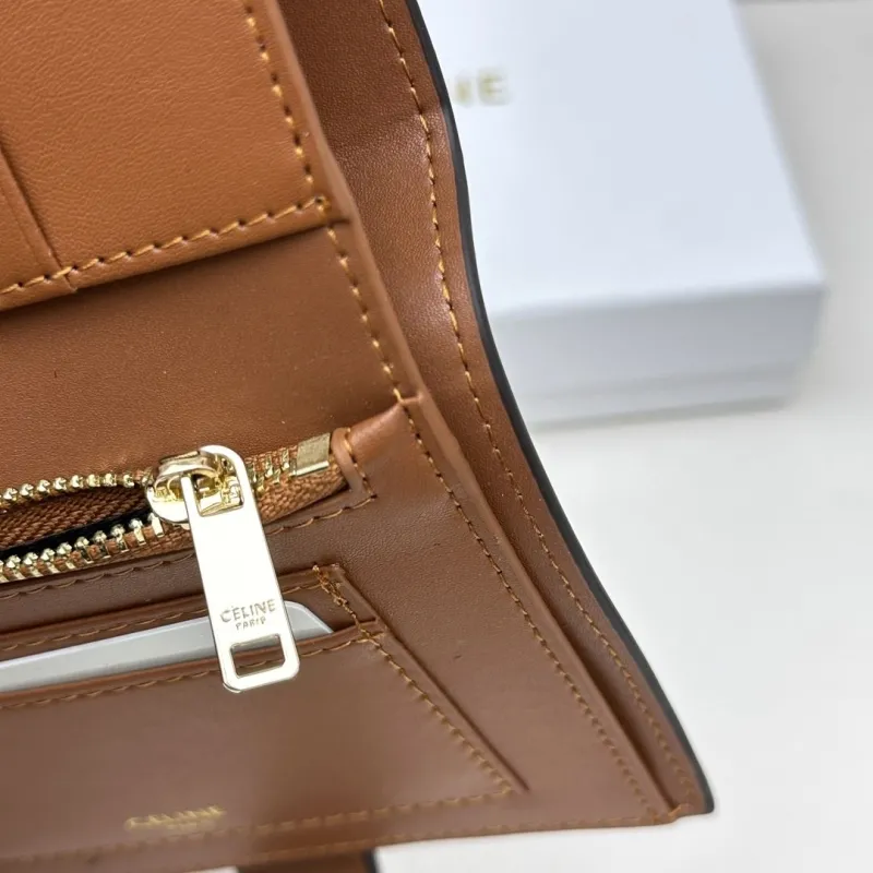 Celine Monogram Compact Wallet Dark Brown - Image 9