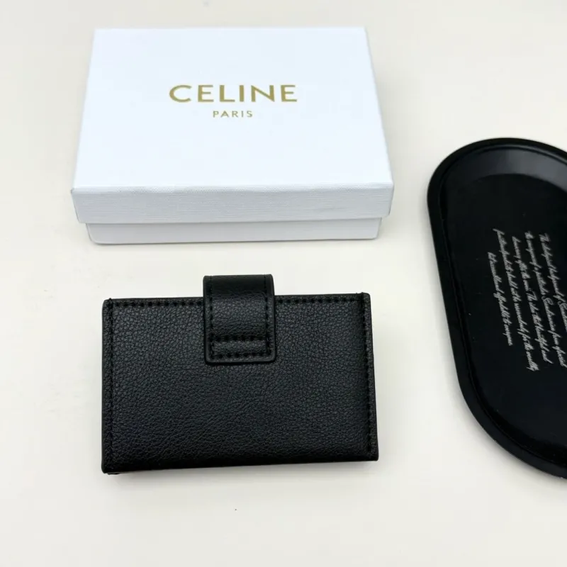 Celine Black Leather Card Wallet - Image 3