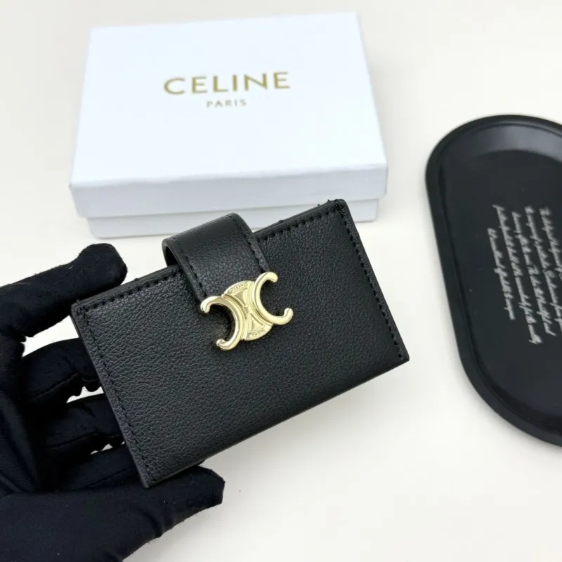 Celine Black Leather Card Wallet - Image 4