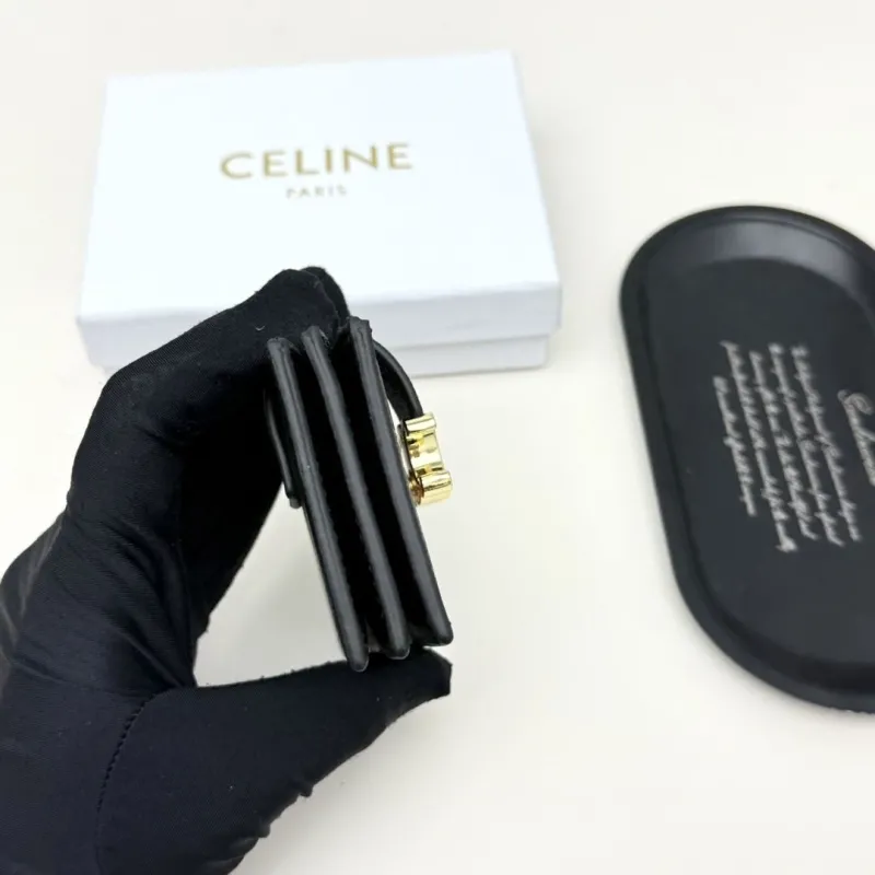 Celine Black Leather Card Wallet - Image 5