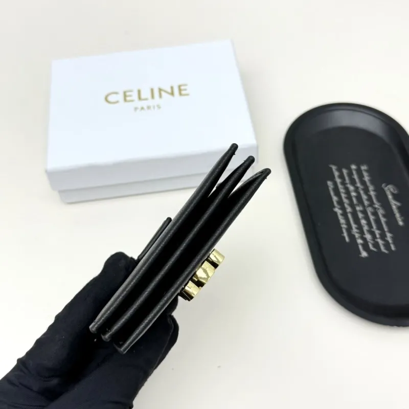 Celine Black Leather Card Wallet - Image 6