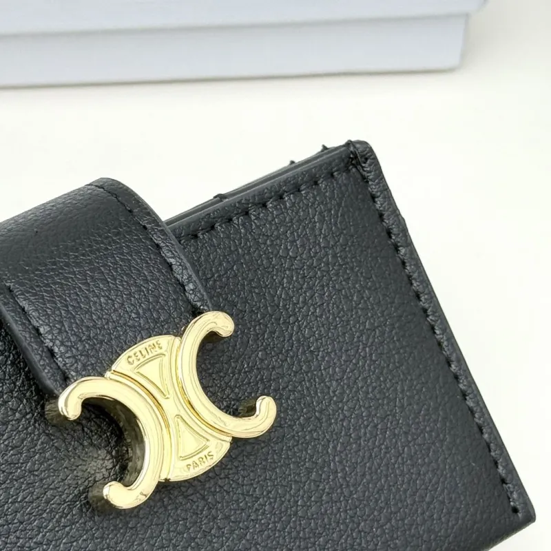 Celine Black Leather Card Wallet - Image 7