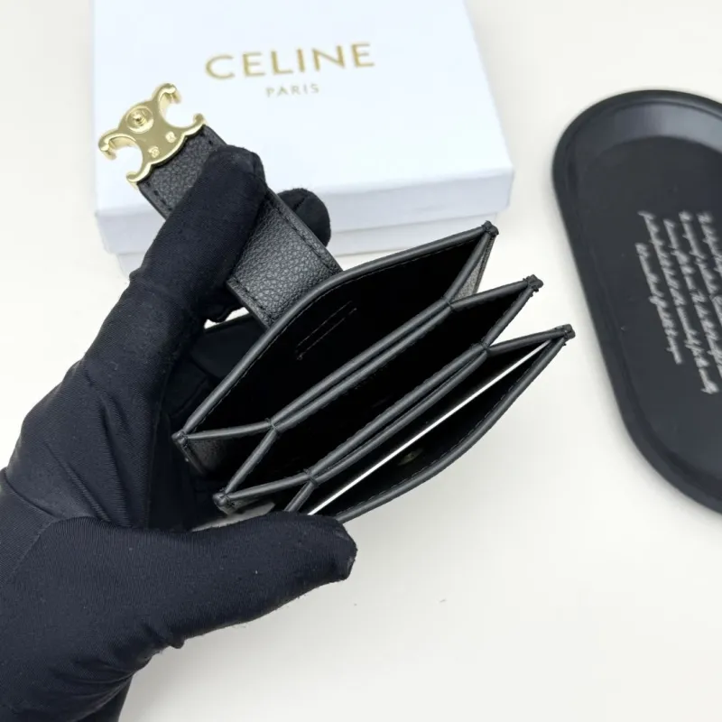 Celine Black Leather Card Wallet - Image 8