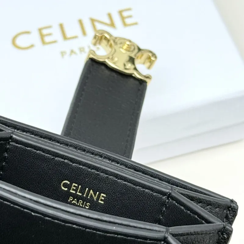 Celine Black Leather Card Wallet - Image 9