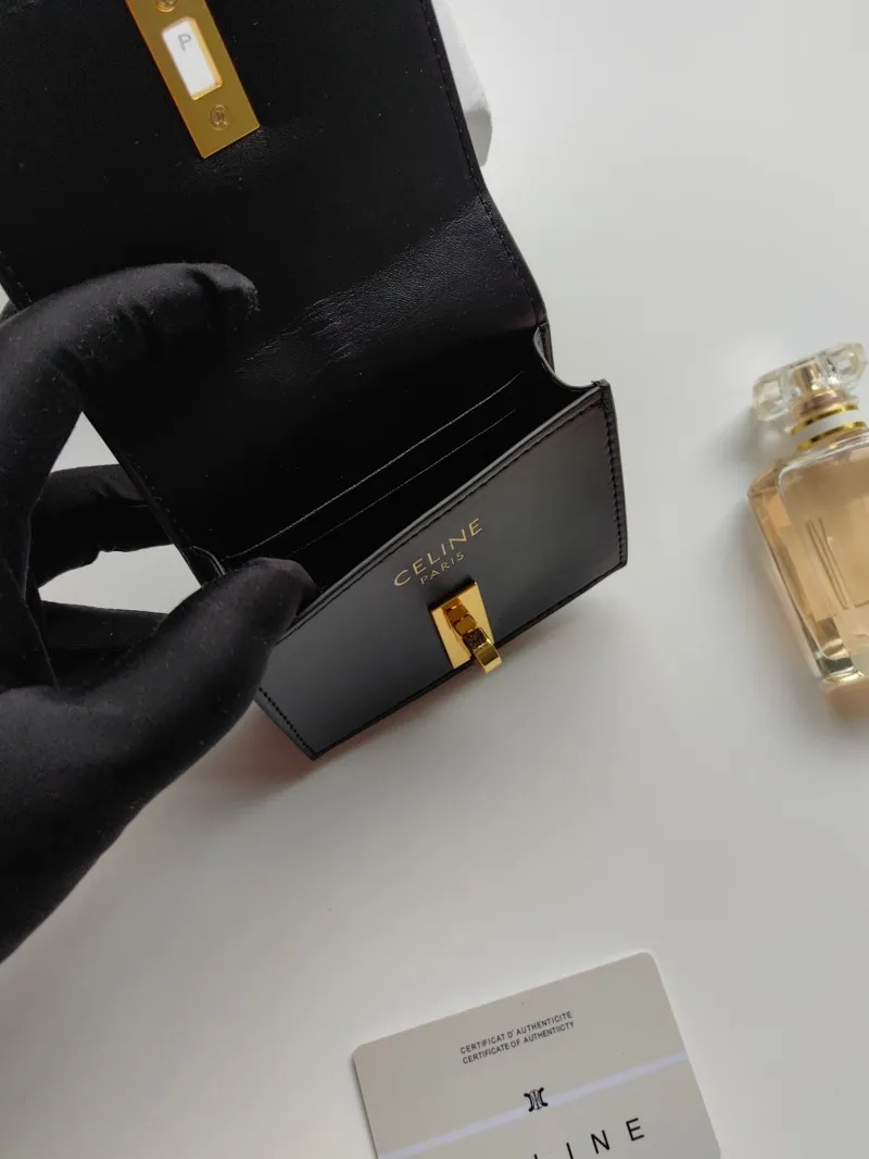 Celine Black Compact Leather Wallet - Image 6