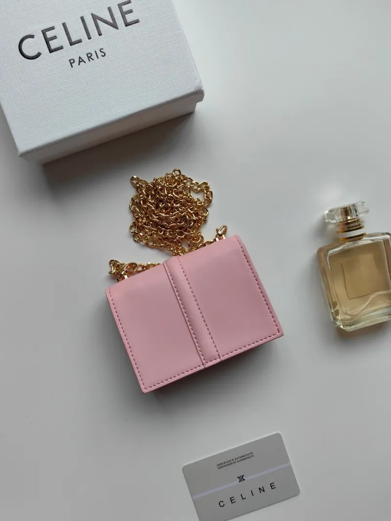 Celine Pink Mini Chain Wallet - Image 3