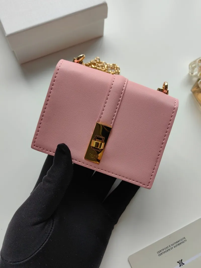 Celine Pink Mini Chain Wallet - Image 4