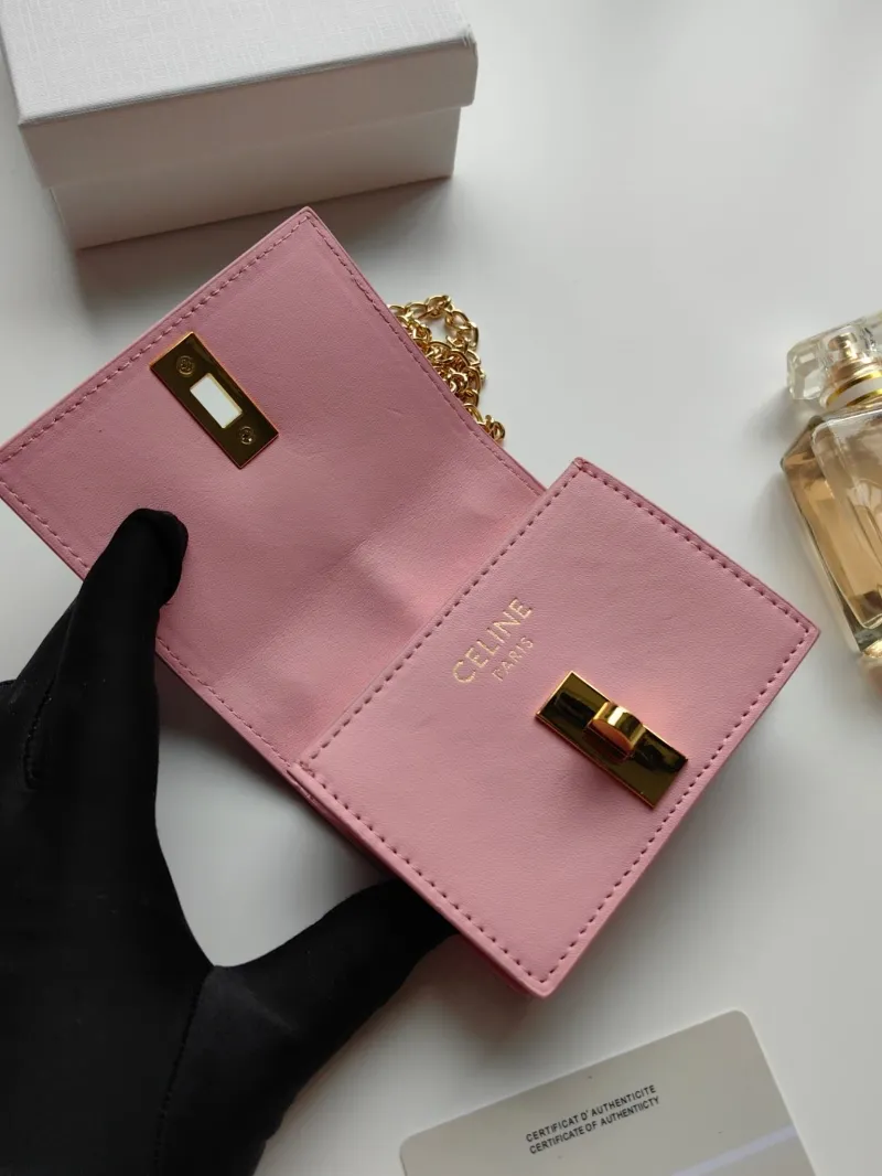 Celine Pink Mini Chain Wallet - Image 5