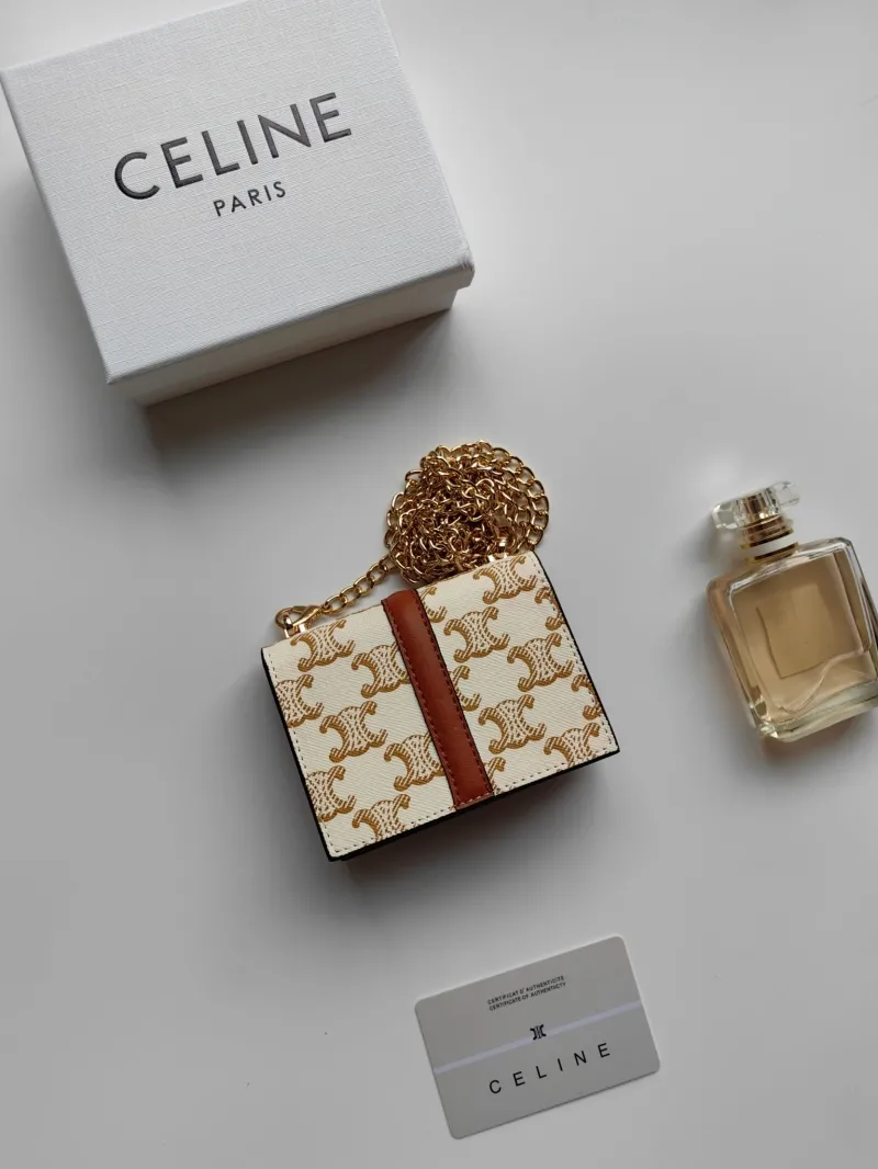 Celine Beige Mini Chain Wallet 180 - Image 3